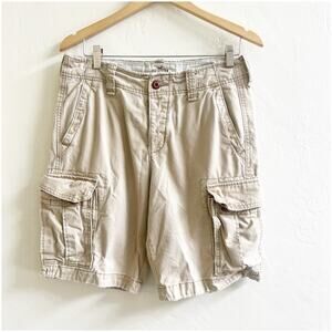 Hollister Mens Shorts Size 31 Khaki Tan Cargo Pockets 100% Cotton Casual